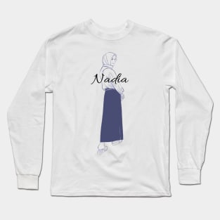 Lineart hijab woman Long Sleeve T-Shirt